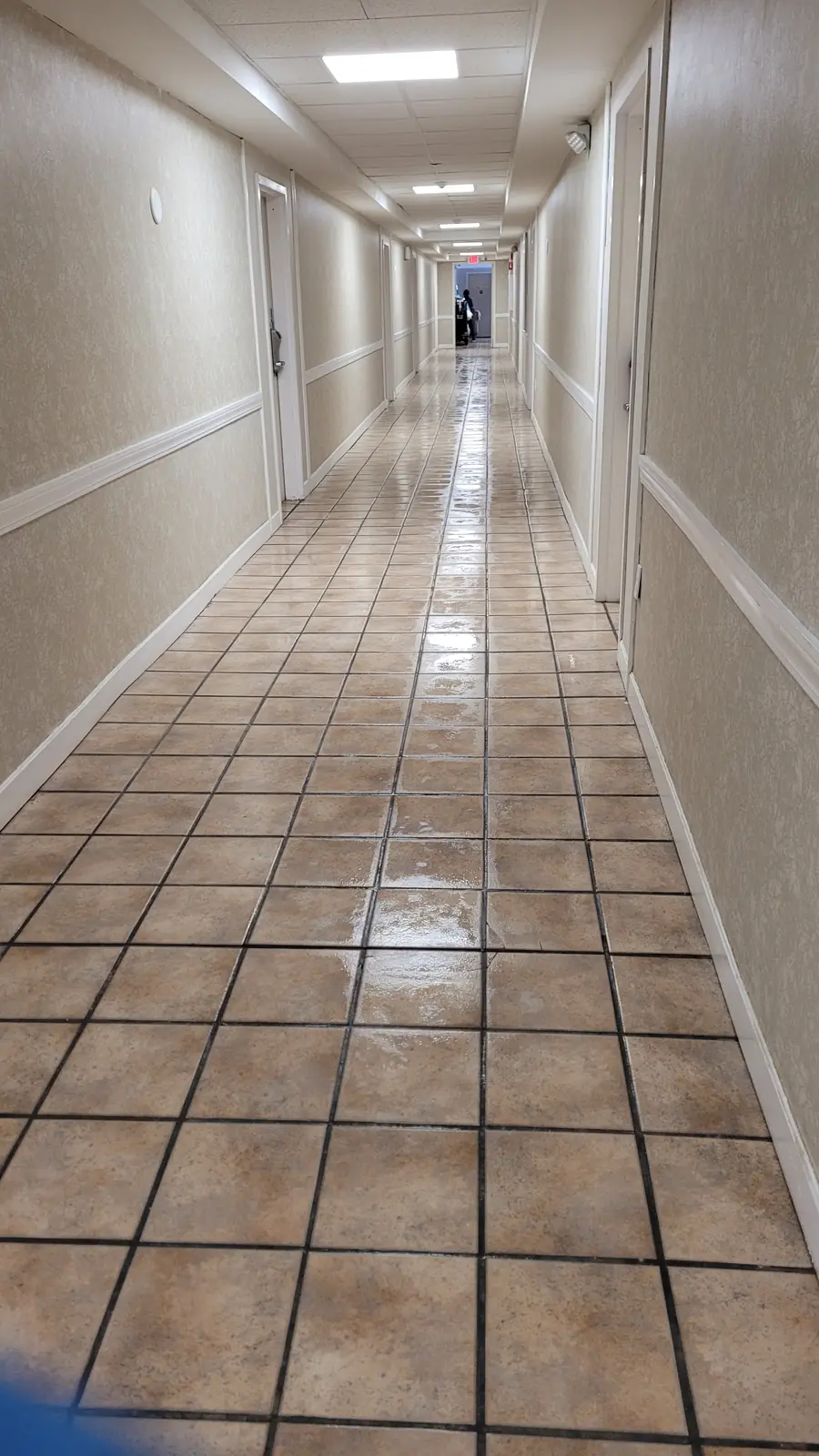 Tile and grout cleaning in a commercial corridor in Cape Cod, MA