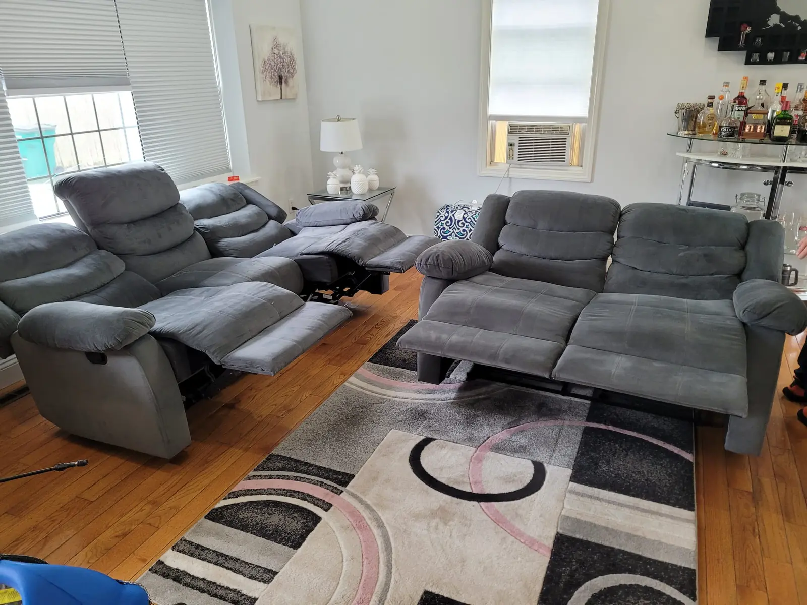 Upholstery cleaning on a microfibre sofa and recliner set in Cape Cod, MA